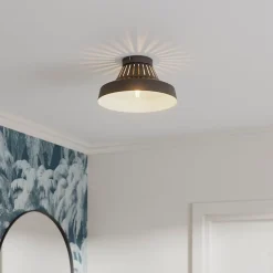 Plafonnier E27 42W GoodHome Yarra noir mat H.15.5 x Ø30 cm