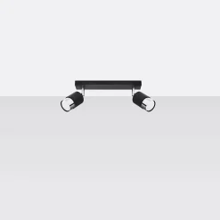 Plafonnier en acier 2 ampoules 3000K - 30x5x18cm Sollux