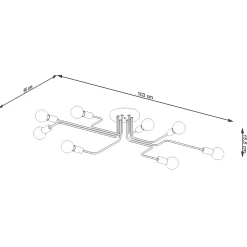 Plafonnier en acier 8 ampoules 3000K - 103x56x15.5cm Sollux