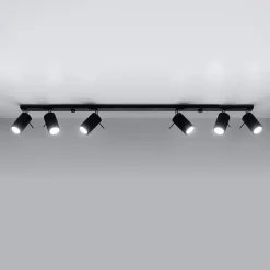 Plafonnier en acier 6 ampoules 3000K - 118x6x16cm Sollux