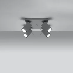 Plafonnier en acier 4 ampoules 3000K - 25x25x16cm Sollux