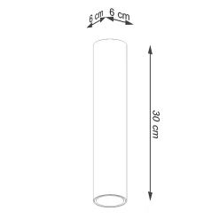 Plafonnier en acier 1 ampoule 3000K - 6x6x30cm Sollux