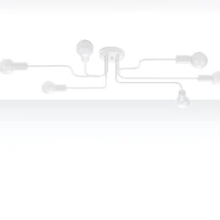 Plafonnier en acier 6 ampoules 4000K - 80x64x15.5cm Sollux