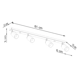 Plafonnier en acier 4 lampes 82x6x18.5cm Sollux