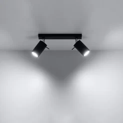 Plafonnier en acier 2 lampes 30x6x16cm Sollux