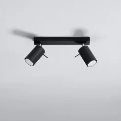 Plafonnier en acier 2 lampes 30x6x16cm Sollux