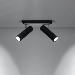 Plafonnier en acier 2 lampes 30x6x20cm Sollux