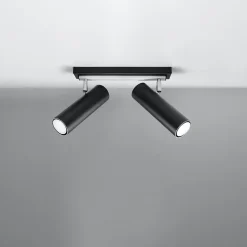 Plafonnier en acier 2 lampes 30x6x20cm Sollux