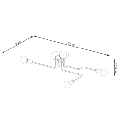 Plafonnier en acier 4 lampes 78x58x15.5cm Sollux