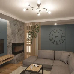 Plafonnier en acier 6 lampes 80x64x15.5cm Sollux