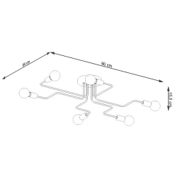 Plafonnier en acier 6 lampes 80x64x15.5cm Sollux