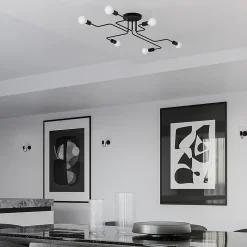 Plafonnier en acier 8 lampes 103x56x15.5cm Sollux