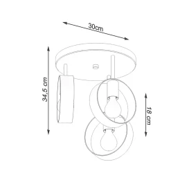 Plafonnier en acier 3 lampes 30x30x34.5cm Sollux