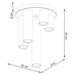 Plafonnier en acier 5 lampes 25x25x33cm Sollux