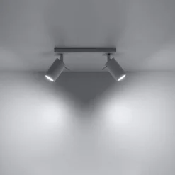 Plafonnier en acier 2 lampes 30x6x16cm Sollux