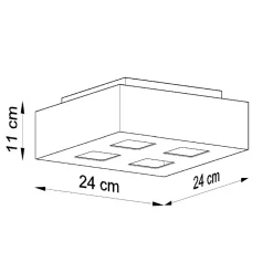 Plafonnier en acier 4 lampes 24x24x11cm Sollux