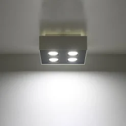 Plafonnier en acier 4 lampes 24x24x11cm Sollux