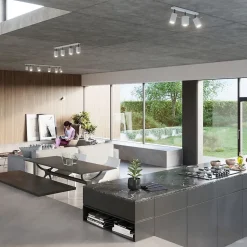 Plafonnier en acier 6 lampes 118x6x16cm Sollux