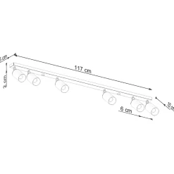 Plafonnier en acier 6 lampes 118x6x18.5cm Sollux