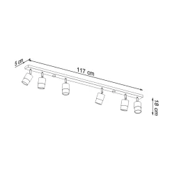 Plafonnier en acier 6 lampes 117x5x18cm Sollux