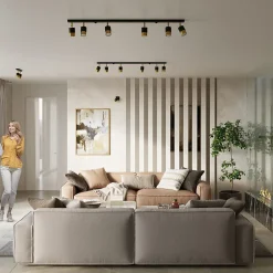 Plafonnier en acier 6 lampes 117x5x18cm Sollux