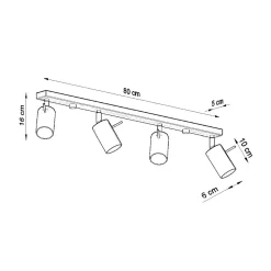 Plafonnier en acier 4 lampes 80x6x16cm Sollux