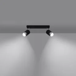 Plafonnier en acier 2 lampes 30x5x18cm Sollux