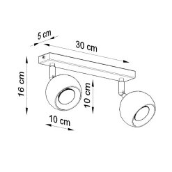 Plafonnier en acier 2 lampes 30x10x16cm Sollux