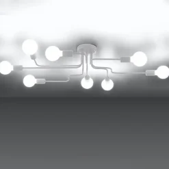 Plafonnier en acier 8 lampes 103x56x15.5cm Sollux