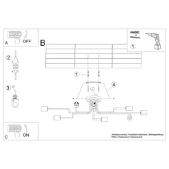Plafonnier en acier 8 lampes 103x56x15.5cm Sollux