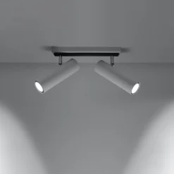 Plafonnier en acier 2 lampes 30x6x20cm Sollux