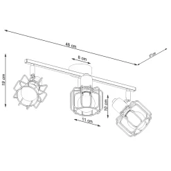 Plafonnier en acier 3 lampes 48x17x19cm Sollux