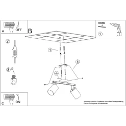 Plafonnier en acier 2 lampes 26x8x20cm Sollux