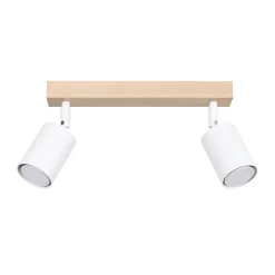 Plafonnier en acier/bois 2 lampes 46x30x17.5cm Sollux