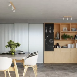 Plafonnier en acier/bois 2 lampes 46x30x17.5cm Sollux