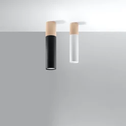 Plafonnier en acier/bois 1 lampes 6x6x30cm Sollux