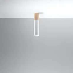 Plafonnier en acier/bois 1 lampes 6x6x30cm Sollux