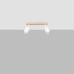 Plafonnier en acier/bois 2 ampoules 3000K - 46x30x17.5cm Sollux