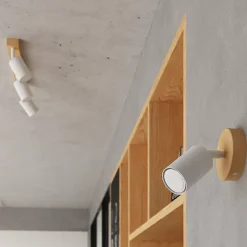 Plafonnier en acier/bois 2 ampoules 3000K - 46x30x17.5cm Sollux