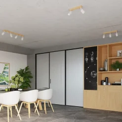 Plafonnier en acier/bois 2 ampoules 3000K - 46x30x17.5cm Sollux