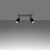Plafonnier en acier/bois 2 lampes 46x30x17.5cm Sollux