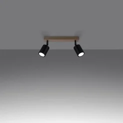 Plafonnier en acier/bois 2 lampes 46x30x17.5cm Sollux