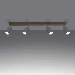 Plafonnier en acier/bois 4 ampoules 4000K - 96x65x17.5cm Sollux