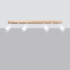 Plafonnier en acier/bois 4 lampes 96x65x17.5cm Sollux