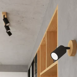 Plafonnier en acier/bois 4 lampes 96x65x17.5cm Sollux