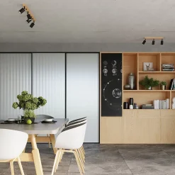 Plafonnier en acier/bois 4 lampes 96x65x17.5cm Sollux