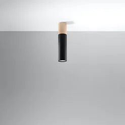 Plafonnier en acier/bois 1 lampes 6x6x30cm Sollux