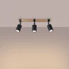 Plafonnier en acier/bois naturel 3 ampoules 3000K - 54x6x17.2cm Sollux