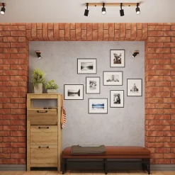 Plafonnier en acier/bois naturel 3 ampoules 3000K - 54x6x17.2cm Sollux