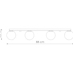 Plafonnier en acier/verre 4 ampoules 4000K - 88x12x14.5cm Sollux